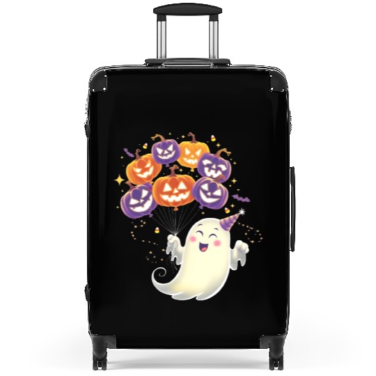 Halloween Ghost with Jack-o'-Lantern Balloons Suitcases