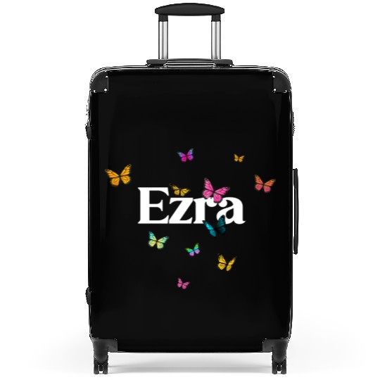 EZRA - beautiful girl name with cute butterflies Suitcases