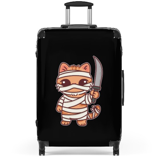 Mummy Cat Warrior Cartoon Design Suitcases
