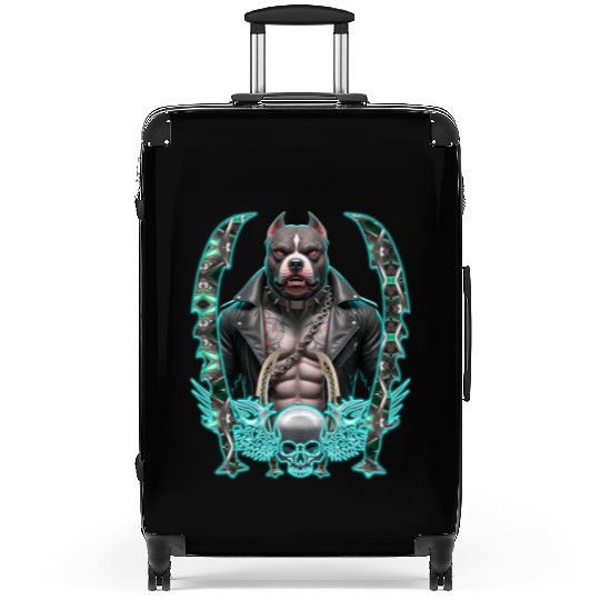 Neon Pitbull with Punk Armor Suitcases