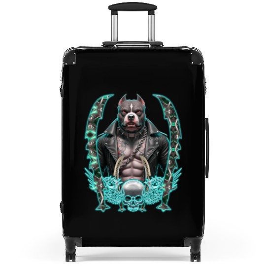 Neon Pitbull with Punk Armor Suitcases
