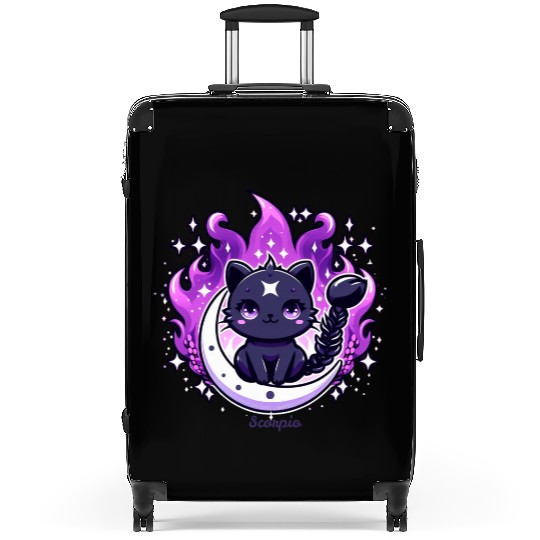 Enchanted Night Sky Scorpio Cat Design Suitcases