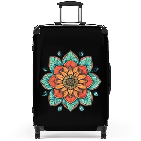 Vibrant Mandala Floral Design Suitcases