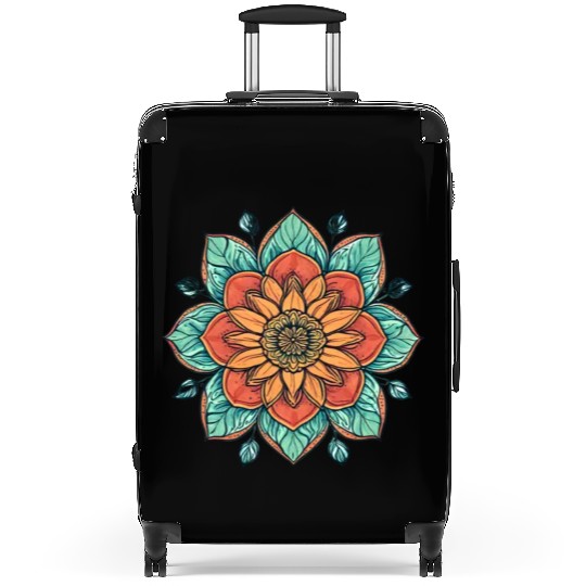 Vibrant Mandala Floral Design Suitcases