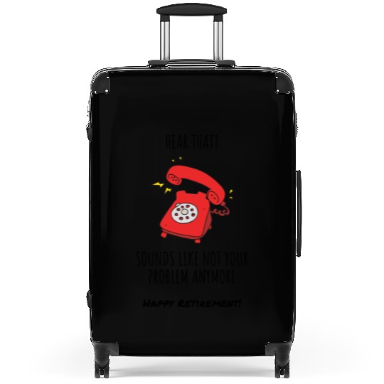 Funny Red Phone Retirement Card Illustration Suitcases