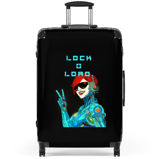 Cyberpunk Peace Sign Illustration Suitcases