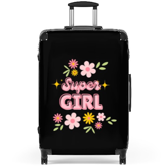 Super Girl Floral Sparkle Design Suitcases