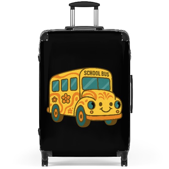 Cute Yellow School Bus Back to School Fun Suitcases
