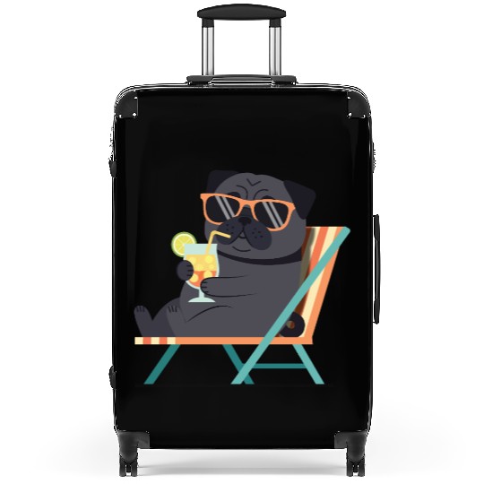 Chill Pug with Sunglasses and Lemonade Suitcases