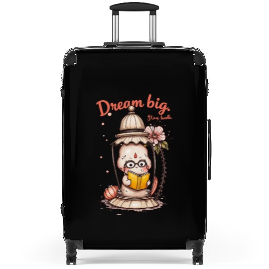Whimsical Reading Buddha Lantern Design Suitcases