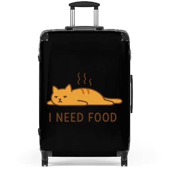I Need Food Funny Cat Illustration Typography Desi Suitcases