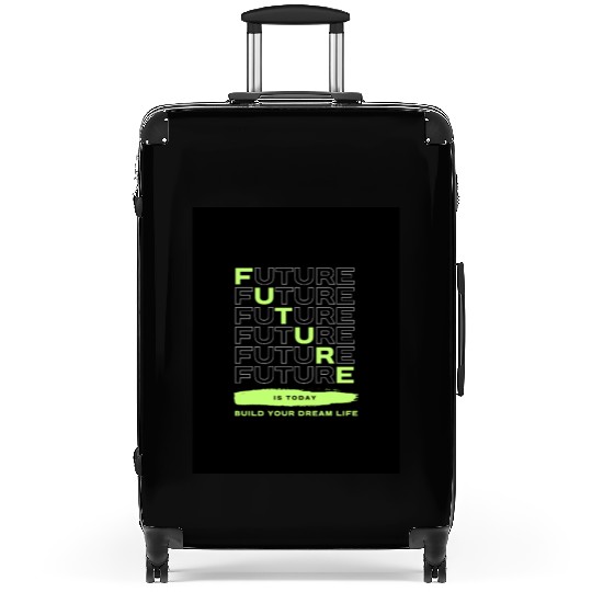 Futuristic Motivational Typography Design Suitcases