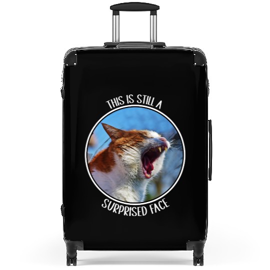 This is Still A Surprised Face Funny Cute Cat Meme Suitcases