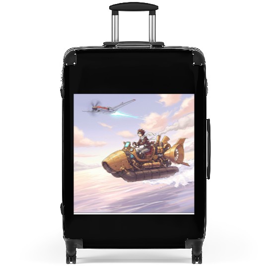 Sunset Island Boat Scene Suitcases