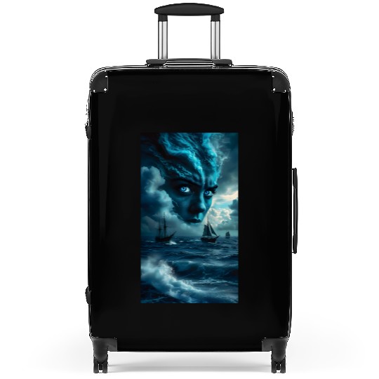 Ocean Goddess with Sailing Ships Fantasy Art Suitcases