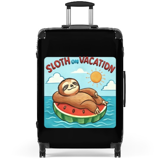 Sloth on Vacation – Watermelon Pool Float Suitcases