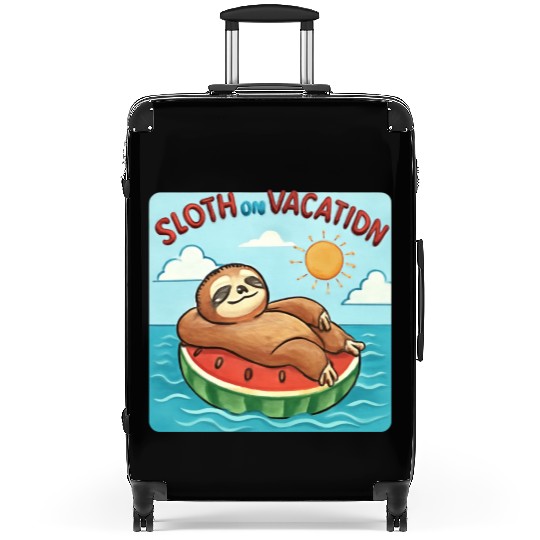 Sloth on Vacation – Watermelon Pool Float Suitcases