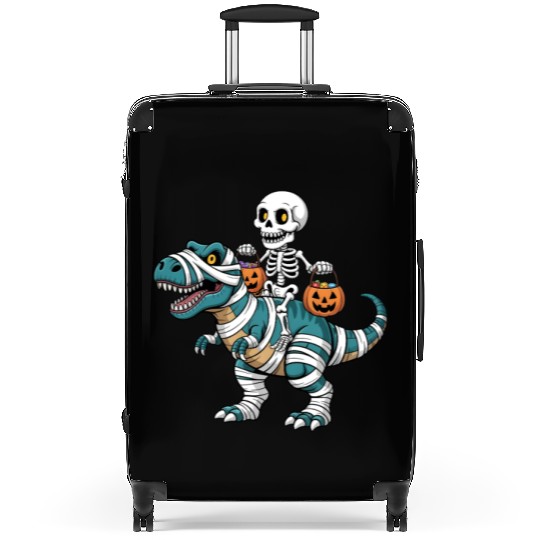 Skeleton Riding Mummy Dinosaur Funny Halloween Suitcases