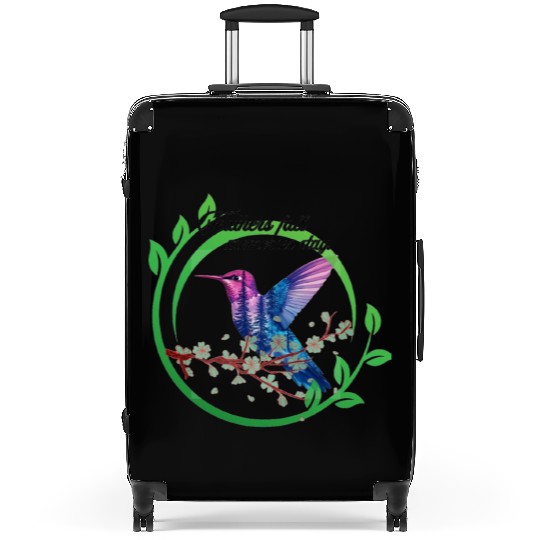 Vibrant Hummingbird and Blossoms Design Suitcases