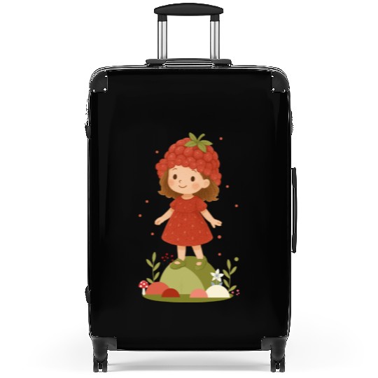 Cute Raspberry Girl Illustration Suitcases