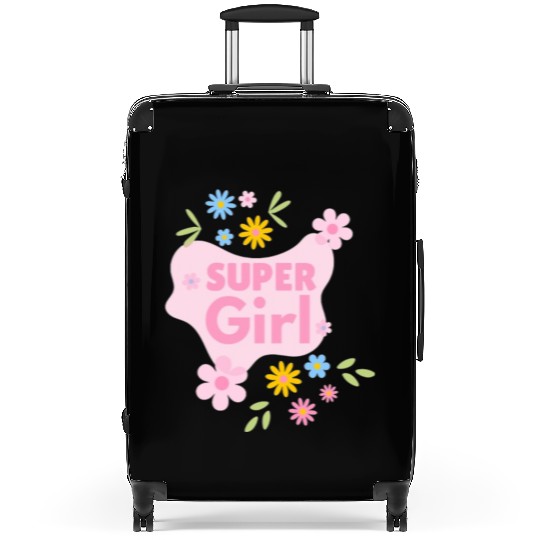 Super Girl Floral Badge Design Suitcases