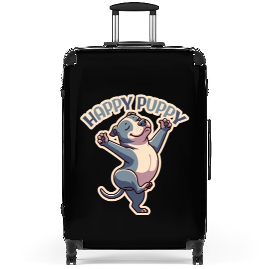 happy puppy - pitbull dance Suitcases