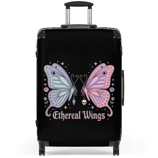 Pastel Goth Two Butterflies Aesthetic Gothic Desig Suitcases