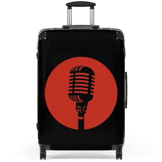 Retro Microphone in Red Circle – Vintage Music  Suitcases