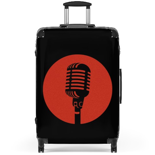 Retro Microphone in Red Circle – Vintage Music  Suitcases