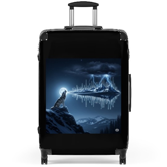 Mystic Mountain Wolf Sound Wave Suitcases