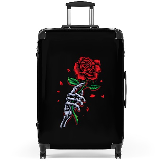 Skeleton Hand with Rose – Gothic Romance Art Suitcases