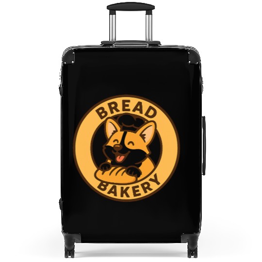Whimsical Bread and Bakery Dog Logo Suitcases