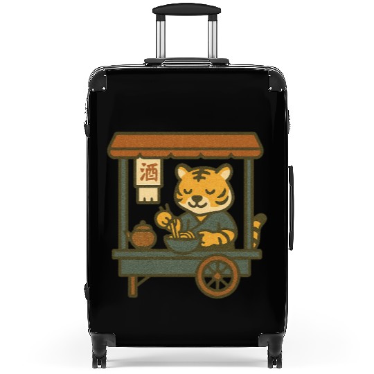 Serene Tiger Food Stall Illustration Suitcases