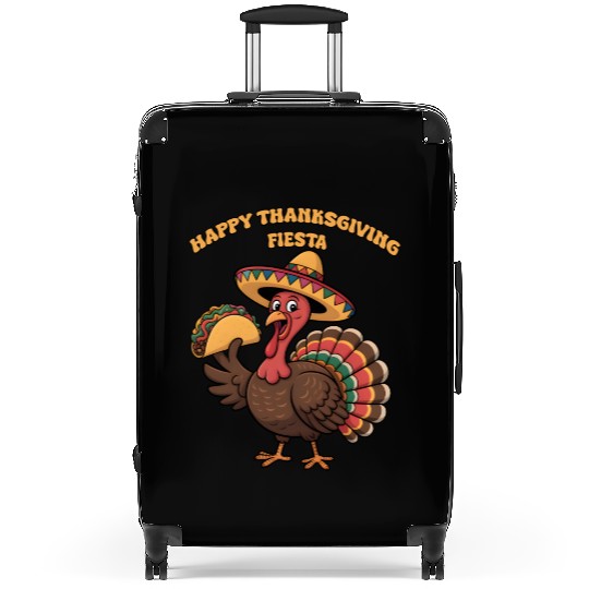 Festive Thanksgiving Turkey with Taco and Sombrero Suitcases