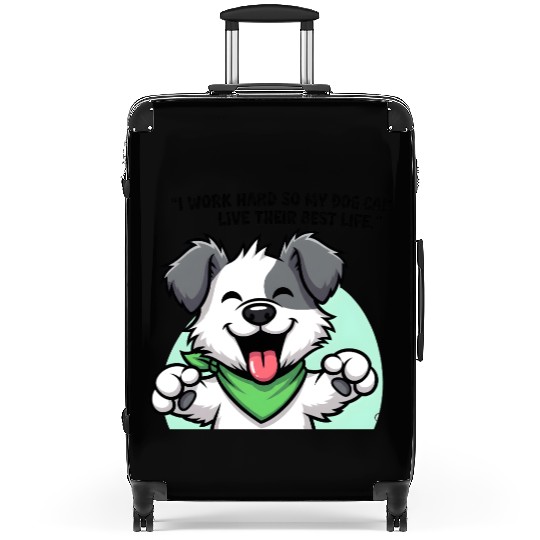 Joyful Dog Cartoon Design Suitcases
