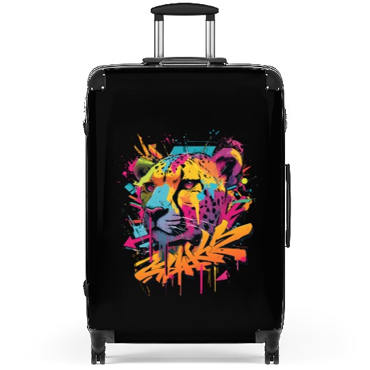 Vivid Graffiti Cheetah Art Suitcases