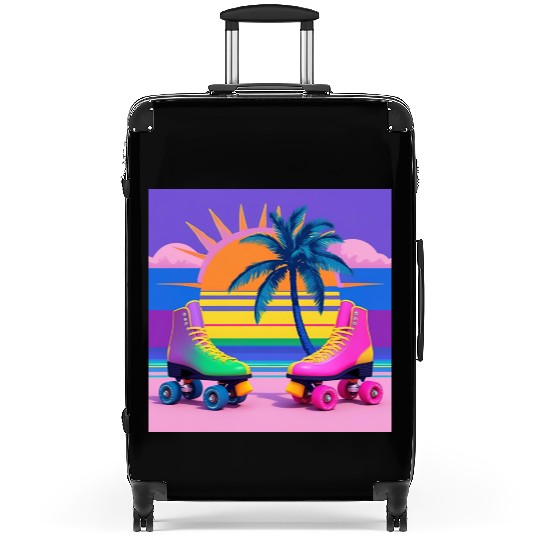 Retro Summer Vibes Suitcases | 90s Neon Roller Skate