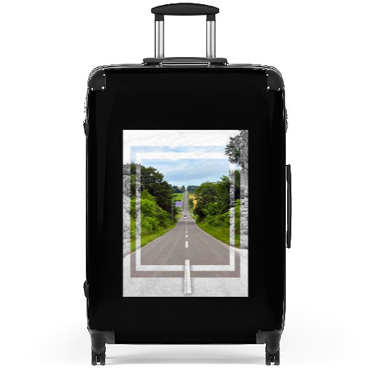 Serene Country Road Scenic Print Suitcases