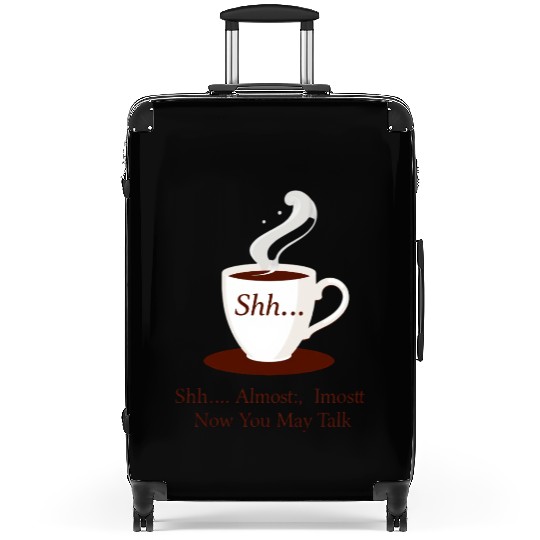Shhh Coffee Mug with Whispering Text Suitcases