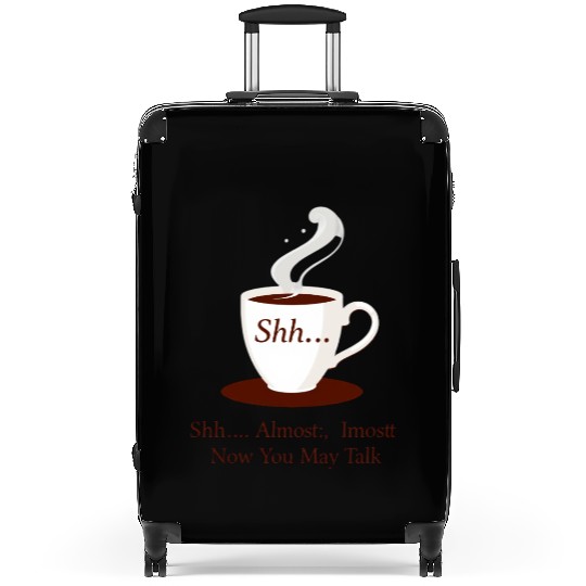 Shhh Coffee Mug with Whispering Text Suitcases