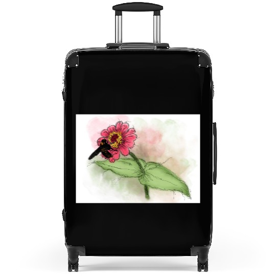 Wildflower and Bumblebee Illustration Suitcases