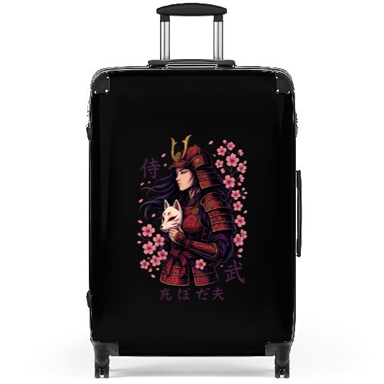 Anime Samurai Woman with Fox Mask Suitcases
