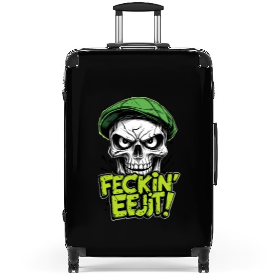 Angry Skull Feckin Eejit Irish Slang Funny Joke Suitcases
