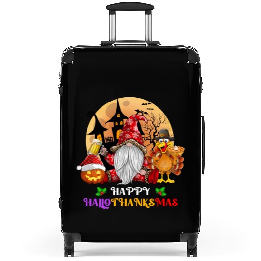 Happy Hallothanksmas Halloween Thanksgiving Xmas Suitcases
