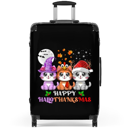 Happy HalloThanksMas Cute Cats Lover Suitcases