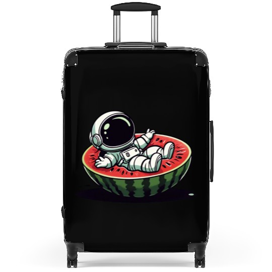 Playful Astronaut on Watermelon Slice Suitcases