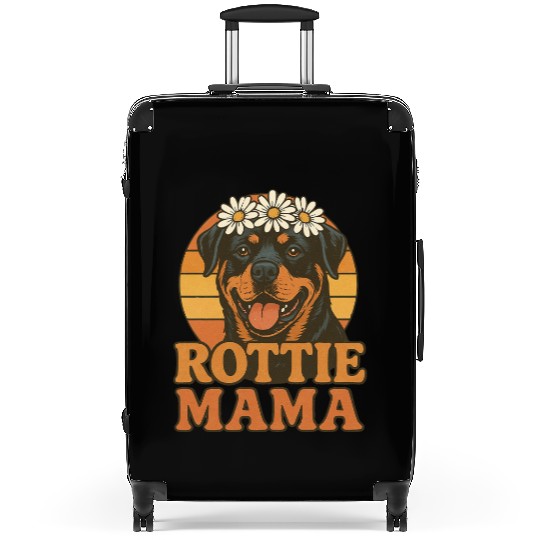 Rottie Mama with Daisy Crown Suitcases