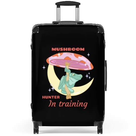 Whimsical Mushroom Hunter Illustration Suitcases
