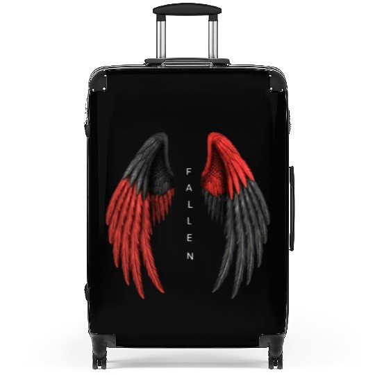 Red and Black Angel Wings Illustration Suitcases