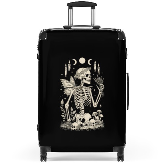 Gothic Skeleton Fairy With Moon Phases Suitcases